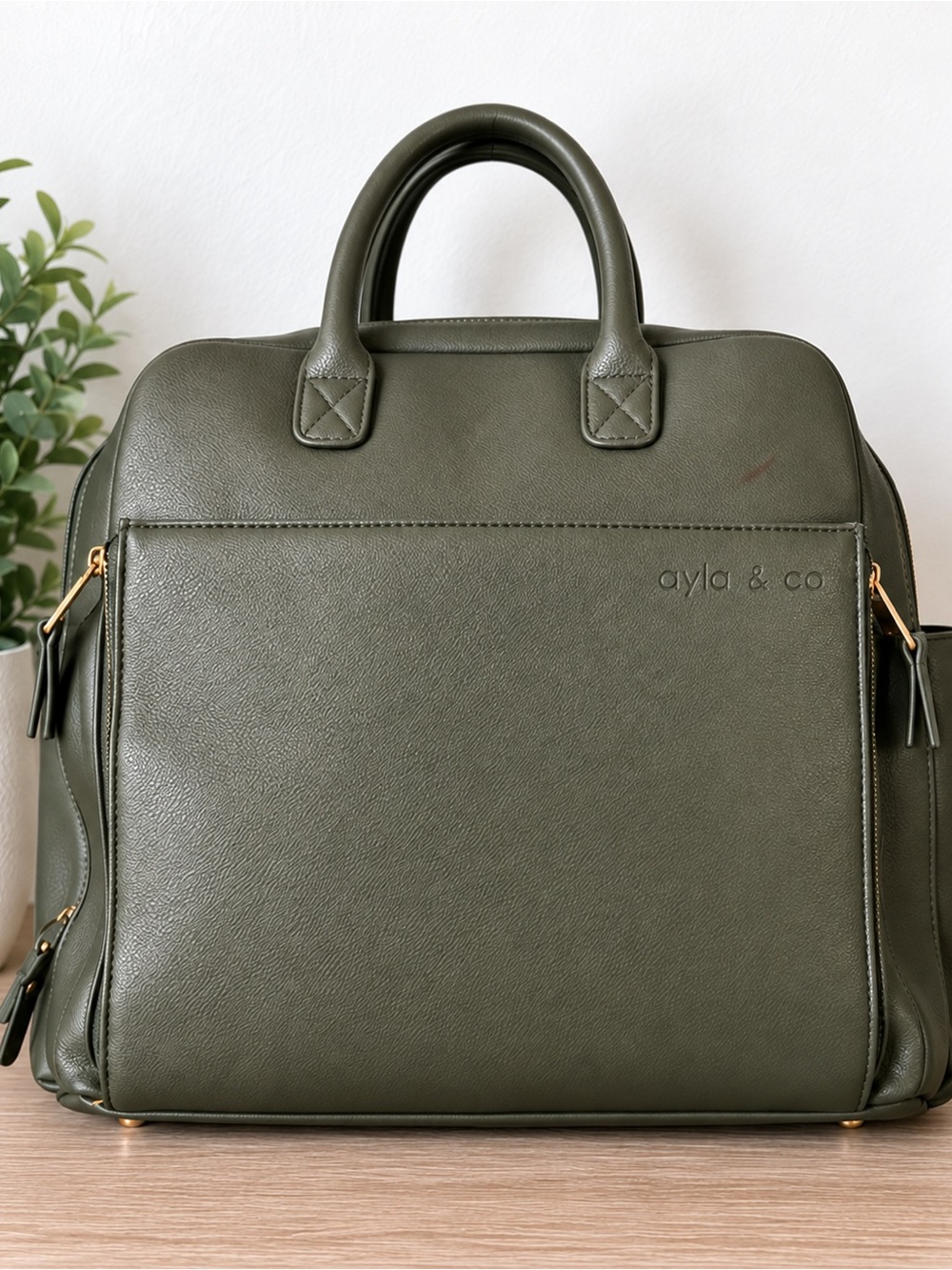 Ayla & Co Olive Green Convertible Diaper Bag Backpack